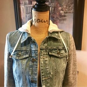 🍁FREE PEOPLE • Knit Hooded Denim Jacket (XS)🍁